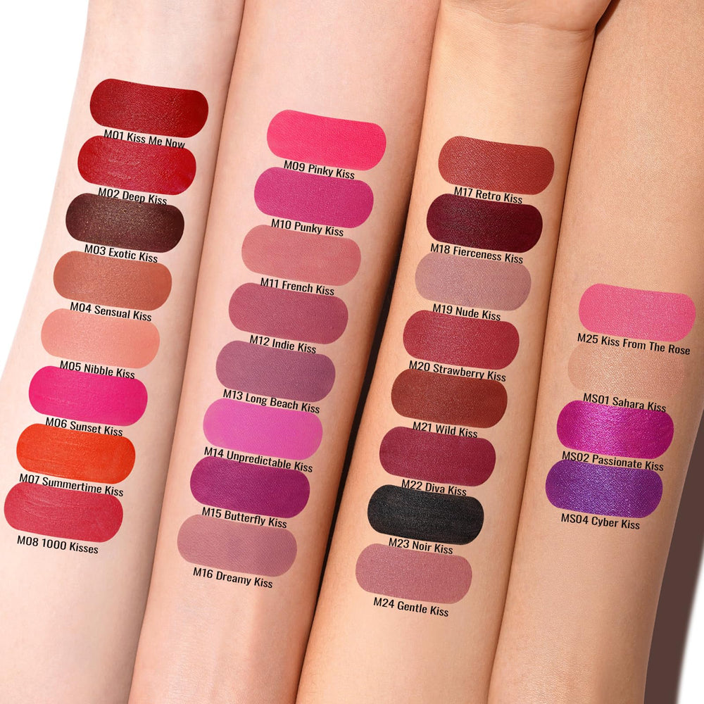 Oulac long-wear no-transfer lipstick for reliable all-day color.