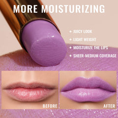 Brillo tipo vidrio de Oulac Pinky Purple Lipstick para aspecto radiante