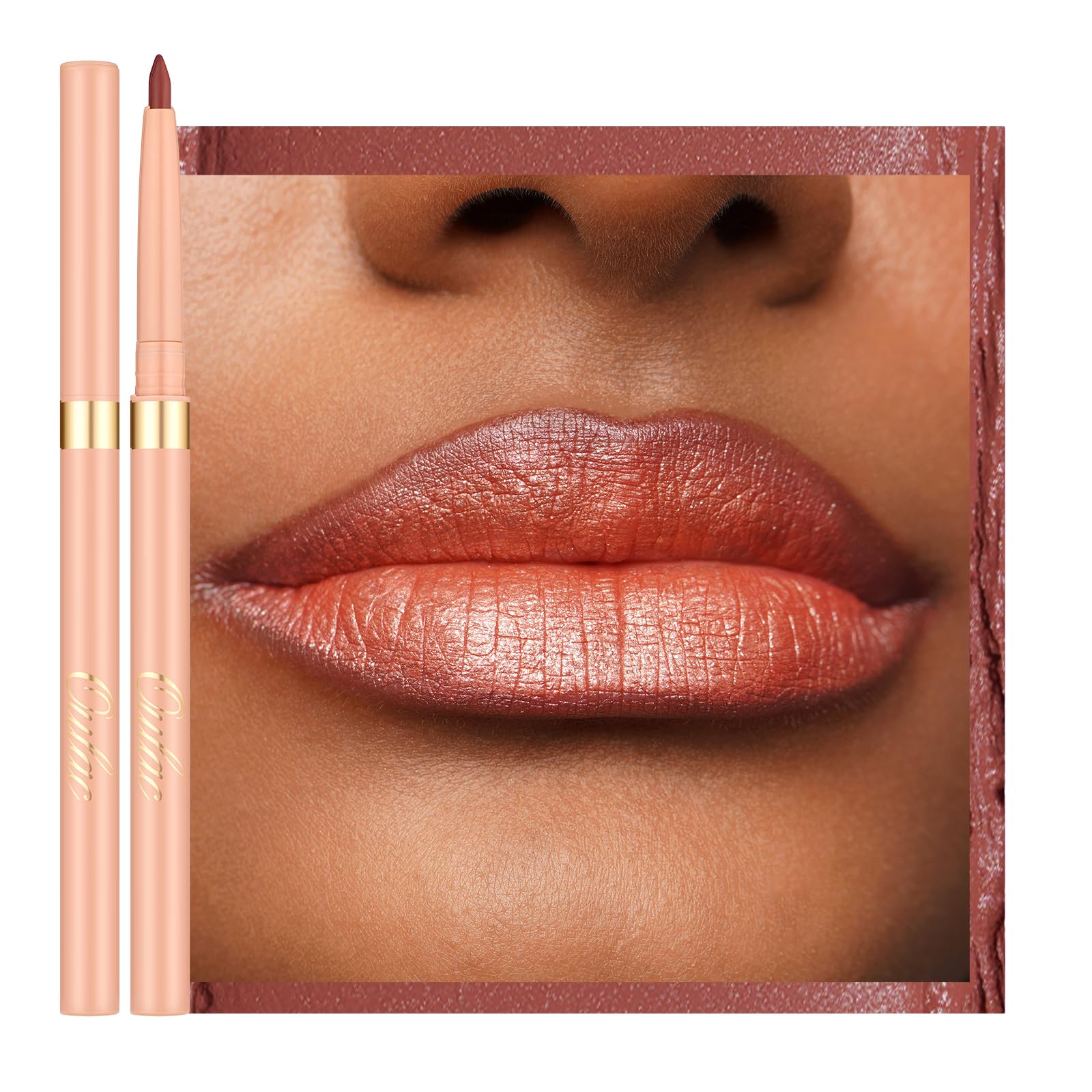 Oulac waterproof lipliner pencil swatch shows smooth, precise definition for all-day wear