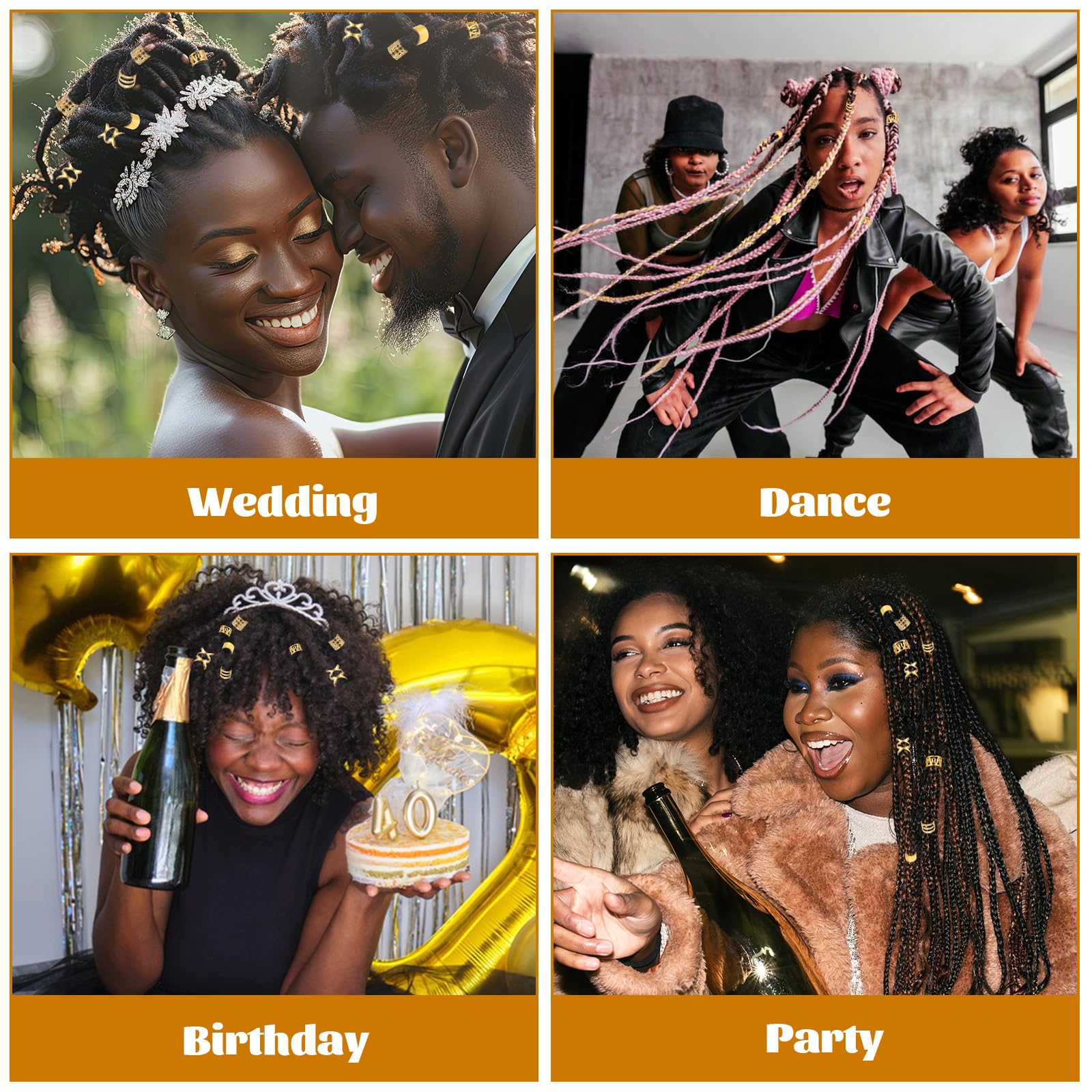 Ouligay accesorios de trenza dorados, conjuntos versátiles para festivales.