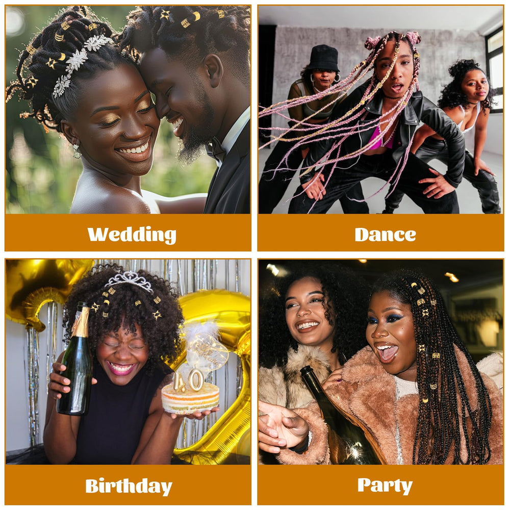 Ouligay accesorios de trenza dorados, conjuntos versátiles para festivales.