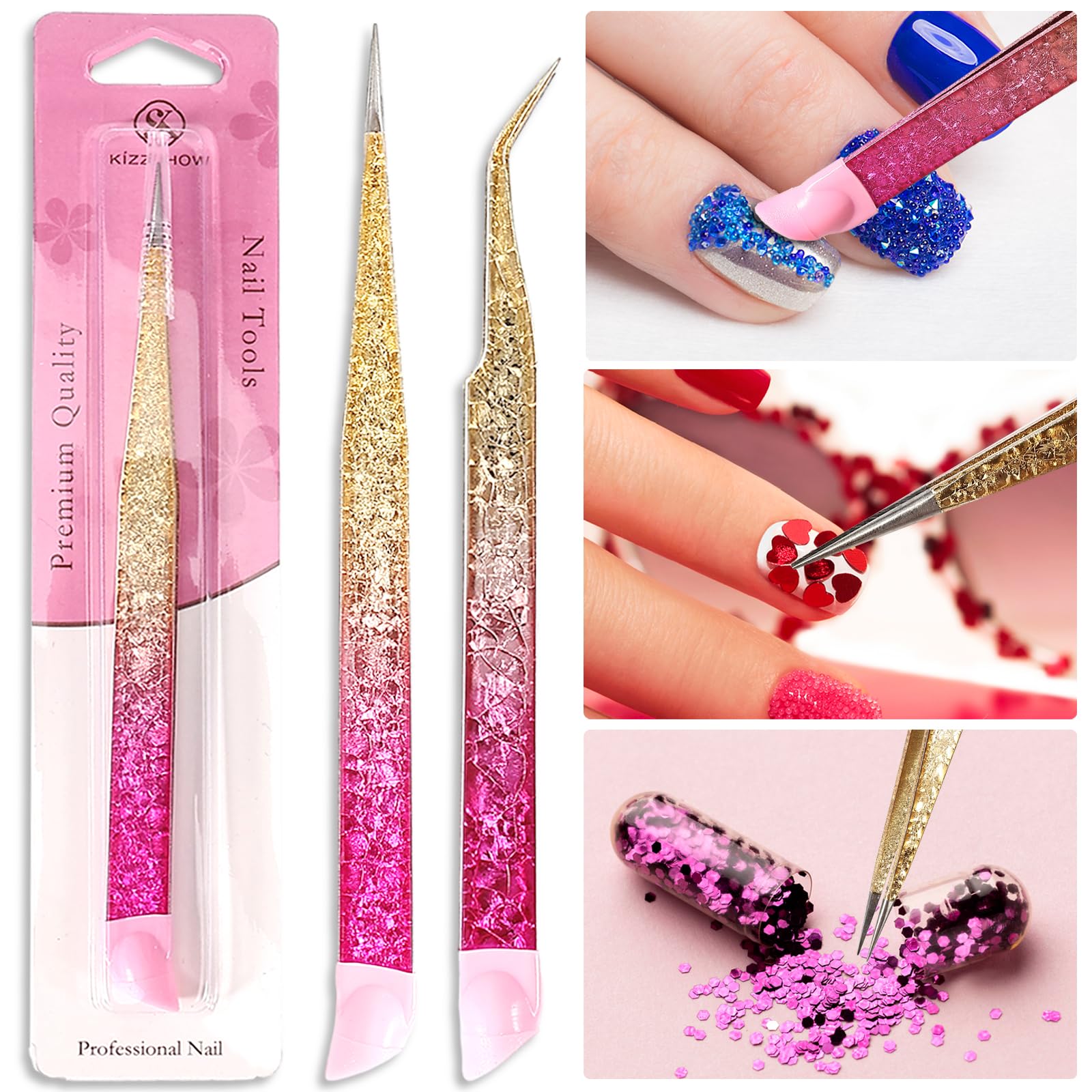 Ouligay double-ended tweezers in use for crafts