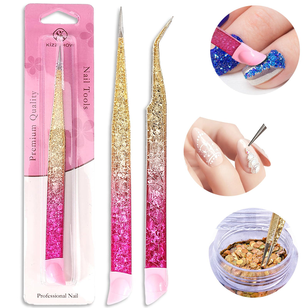 Ouligay curved end nail tweezers for precise placement
