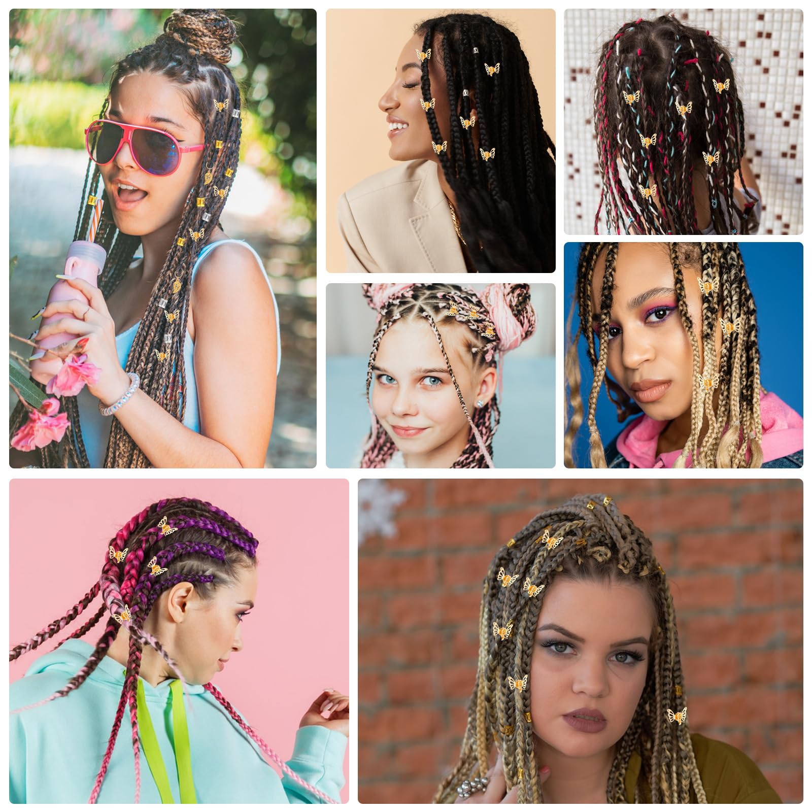 Ouligay pinza cabello oro mariposa ala flexible para trenzas duraderas
