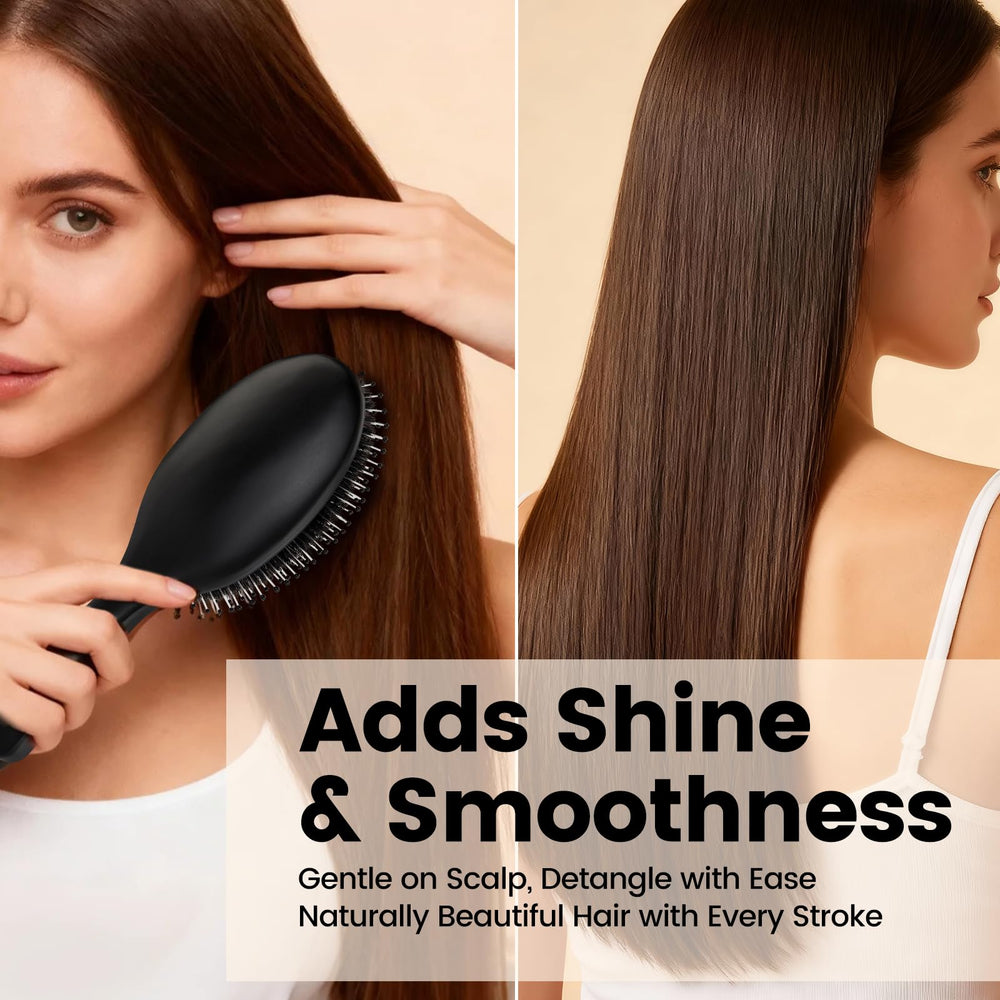 OUMIGIZ soft boar bristles and nylon pins gliding through hair