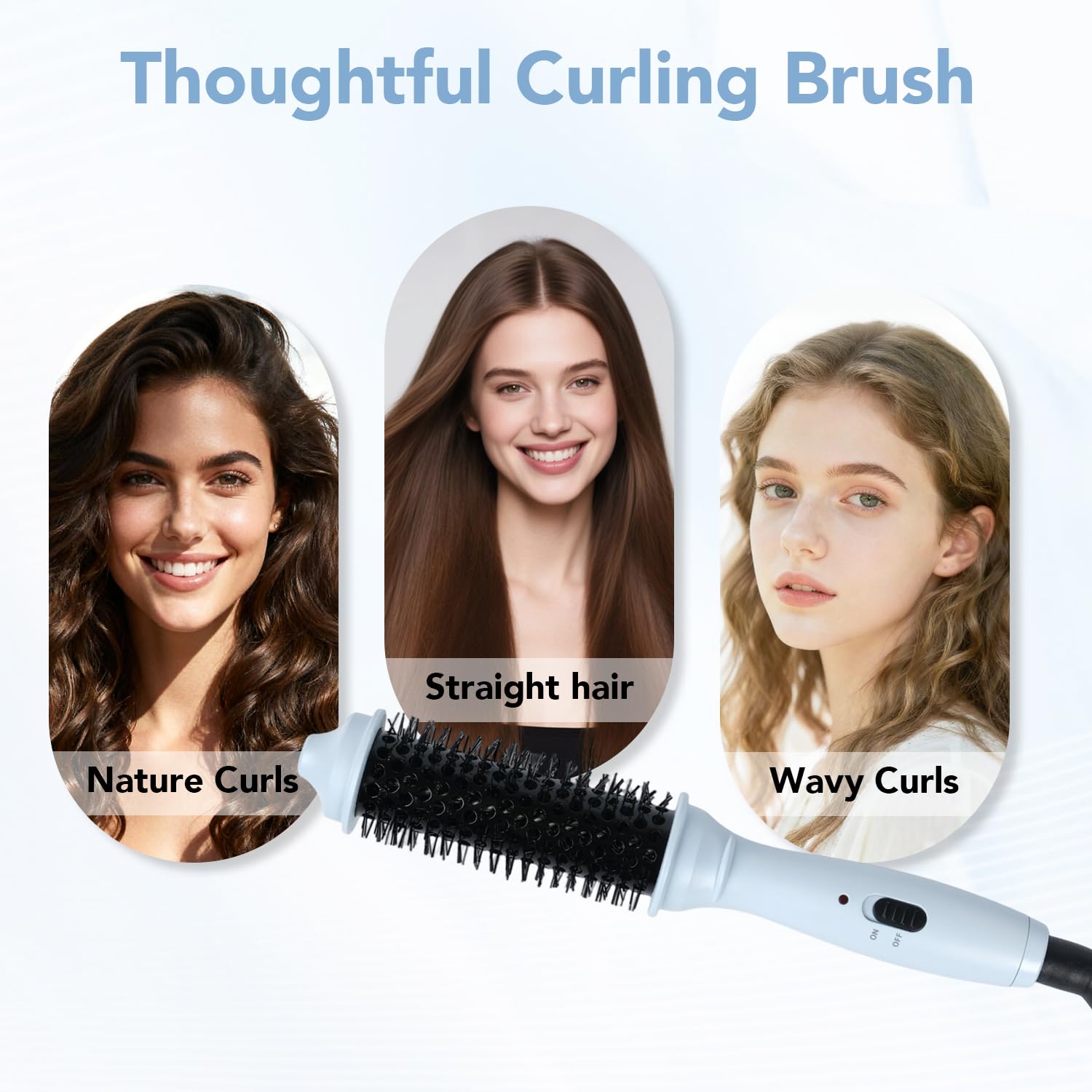 Ouphiny volumizing small curls result from versatile mini brush.