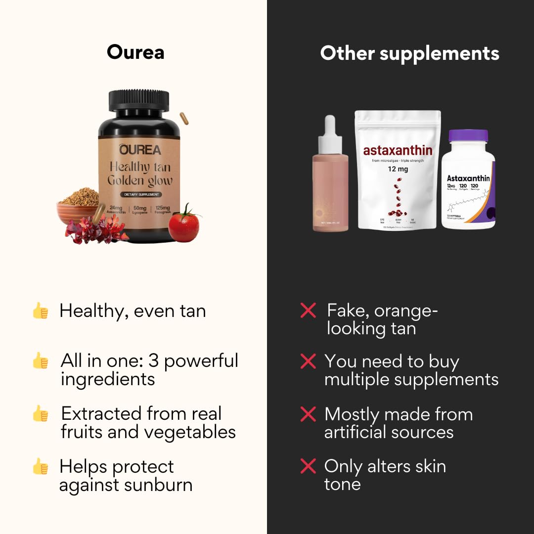 Ourea tanning pills suggest a subtle, sun-free glow.