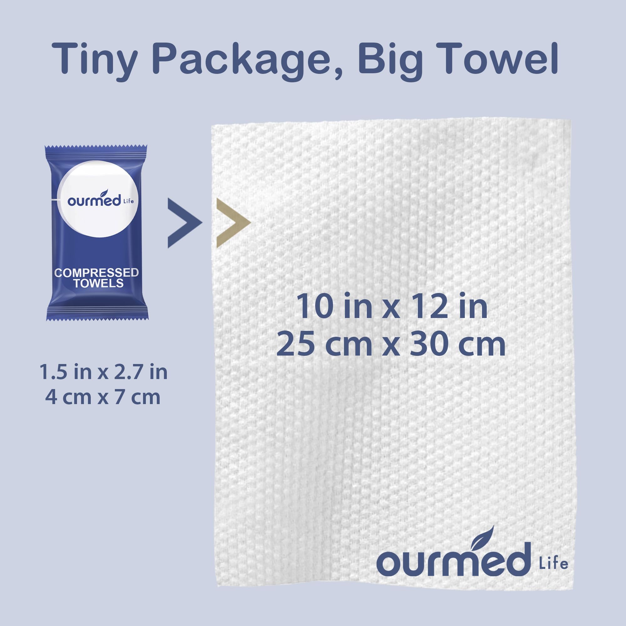 Ourmed Life individually wrapped towels stay clean until use.