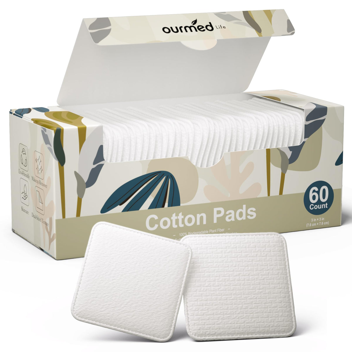 Ourmed Life large cotton pads pack for efficient makeup removal and cleansing