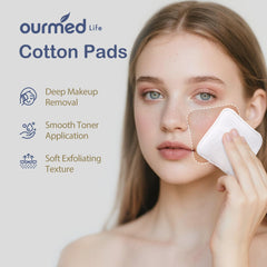 Ourmed Life pressed seam design cotton pads maintain strength when wet during removal