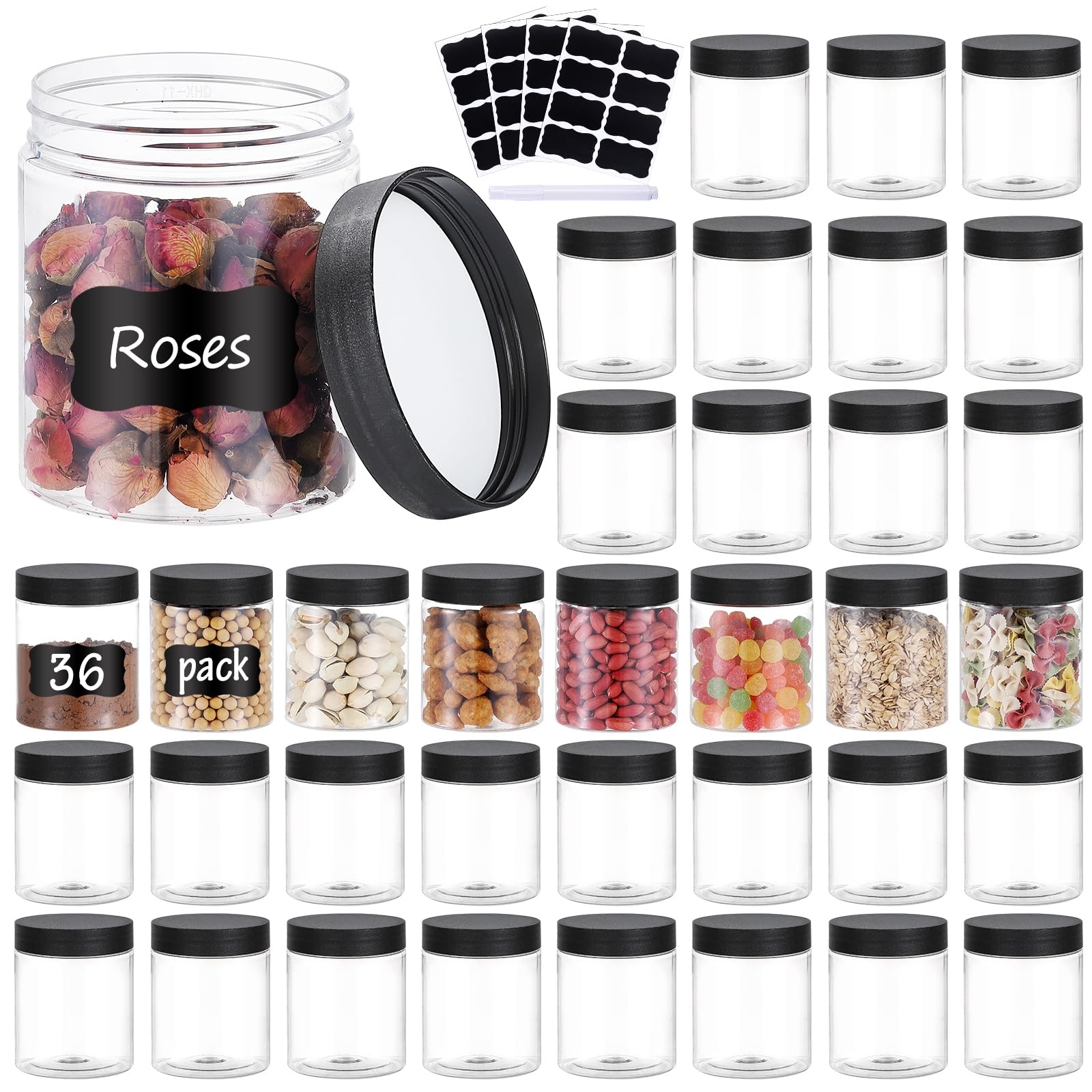 OUSHINAN 36pc 8oz jars with screw-on lids for secure storage