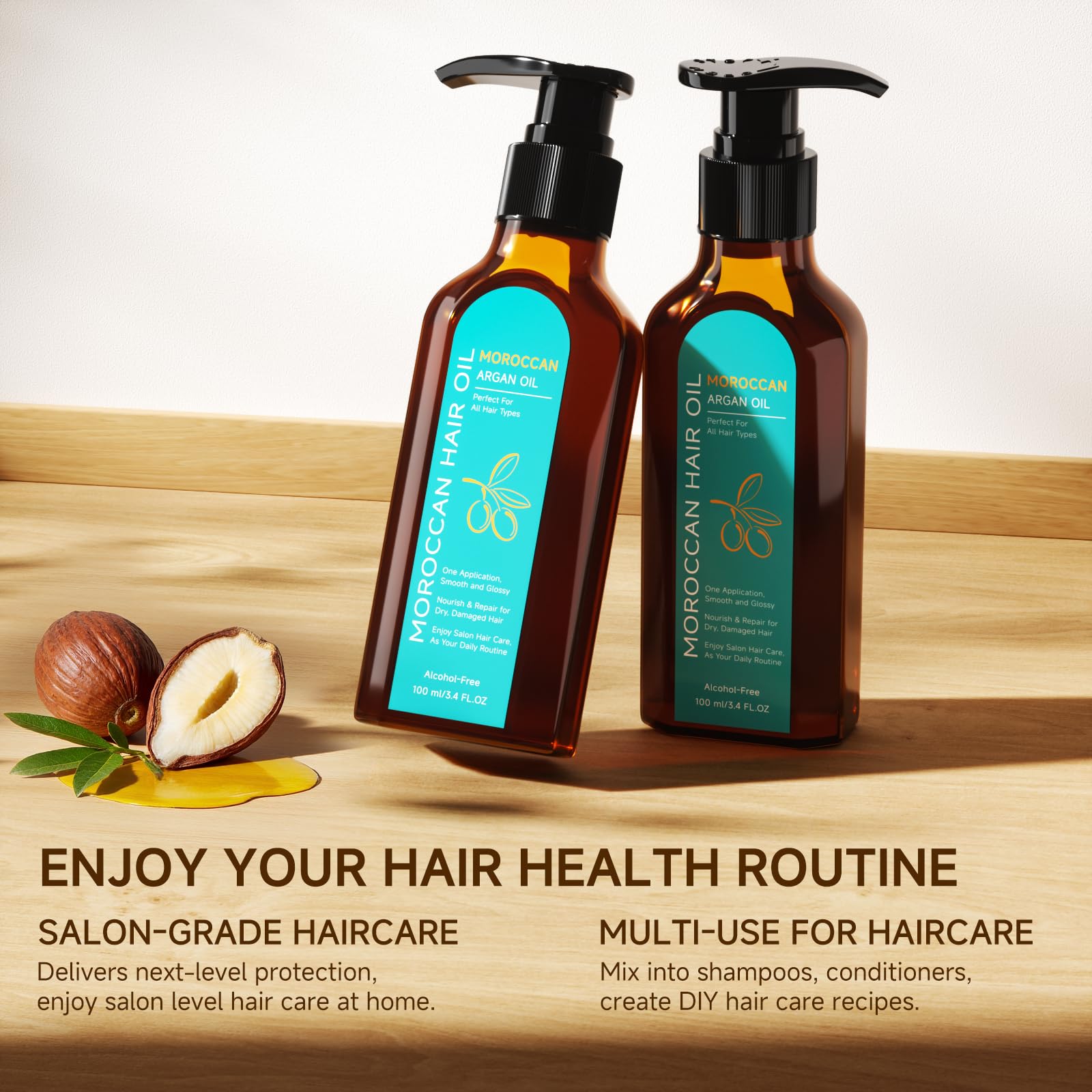 Outccogo Argan Oil on dry hair for instant subtle shine and smoothness.
