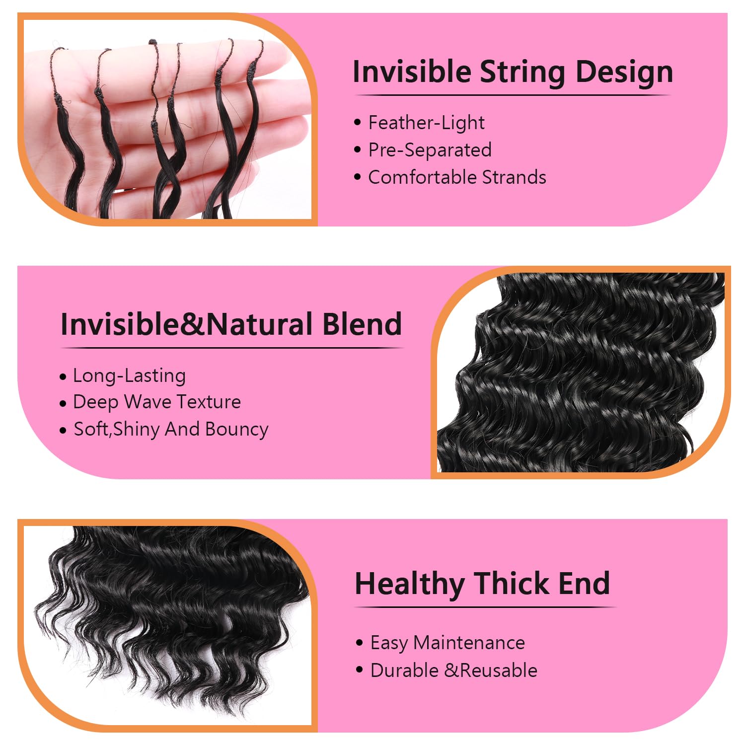 Outernice Crochet hair with invisible string design for seamless install