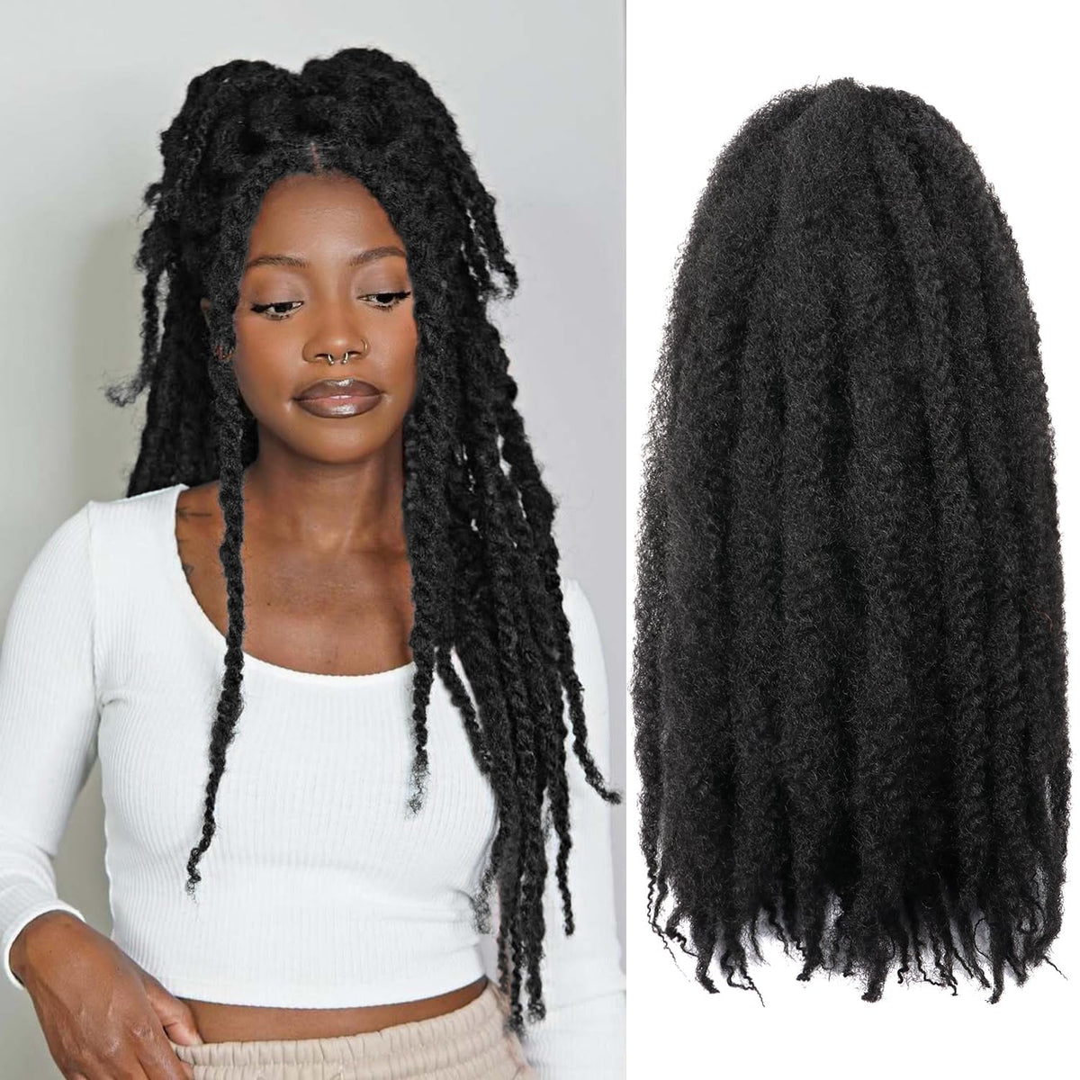 Outernice Marley twist 24inch closeup shows soft texture for natural look