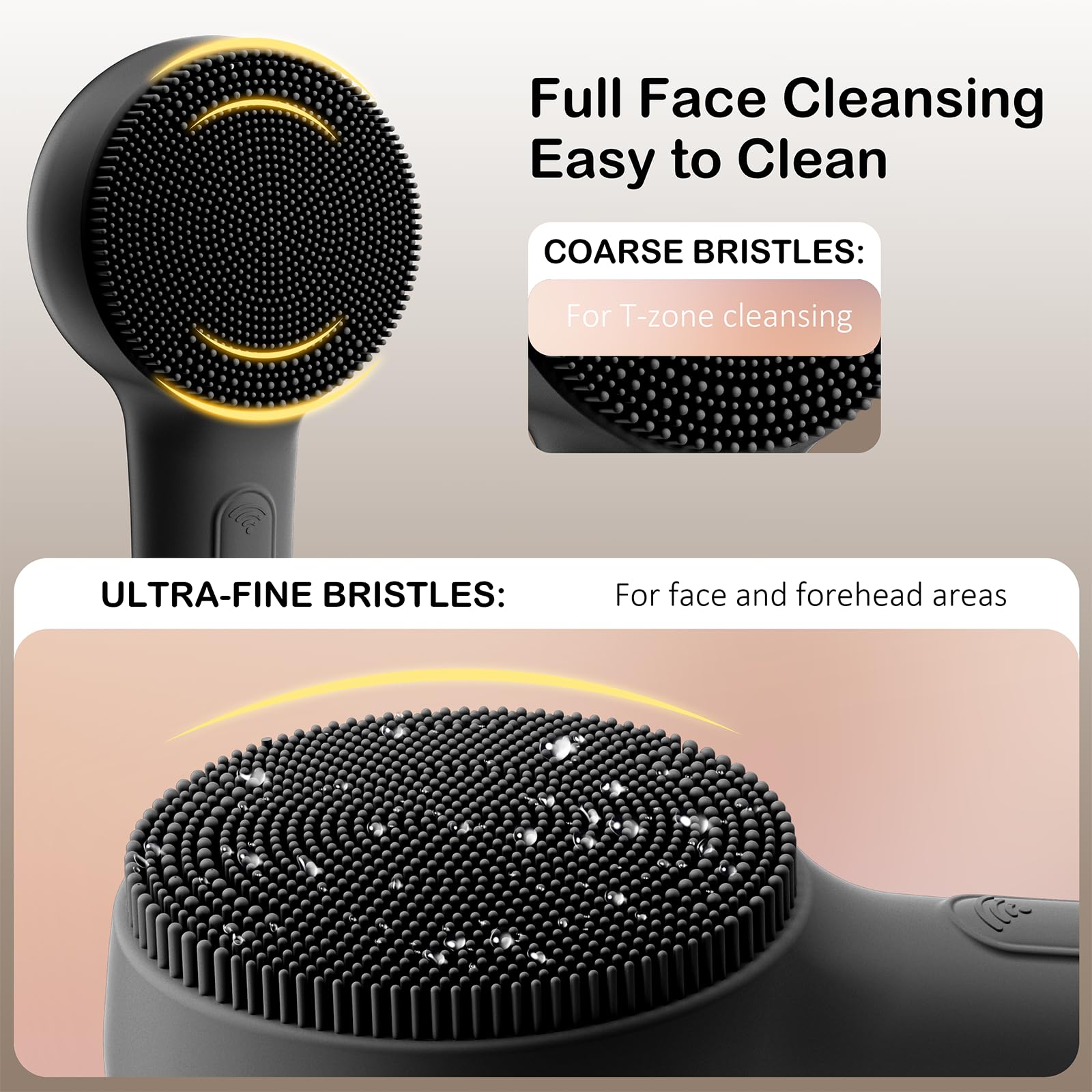 Outifuo face scrubber three-modes display enables customized cleansing.