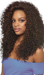 Outre Dominican Curly Bundle Hair Batik Quick Weave Half Wig in 1B Off Black offers instant volume.