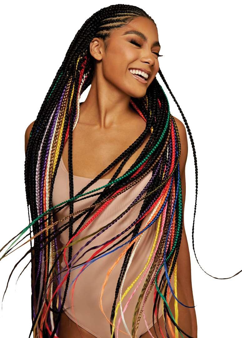 Outre X-pression Braid 52-inch weft detail highlighting smooth texture for braiding.
