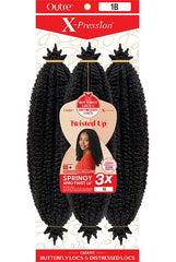 Outre X-Pression Twisted Up 16in 3x Pack in Off Black 1B with tight curls ready for versatile styling