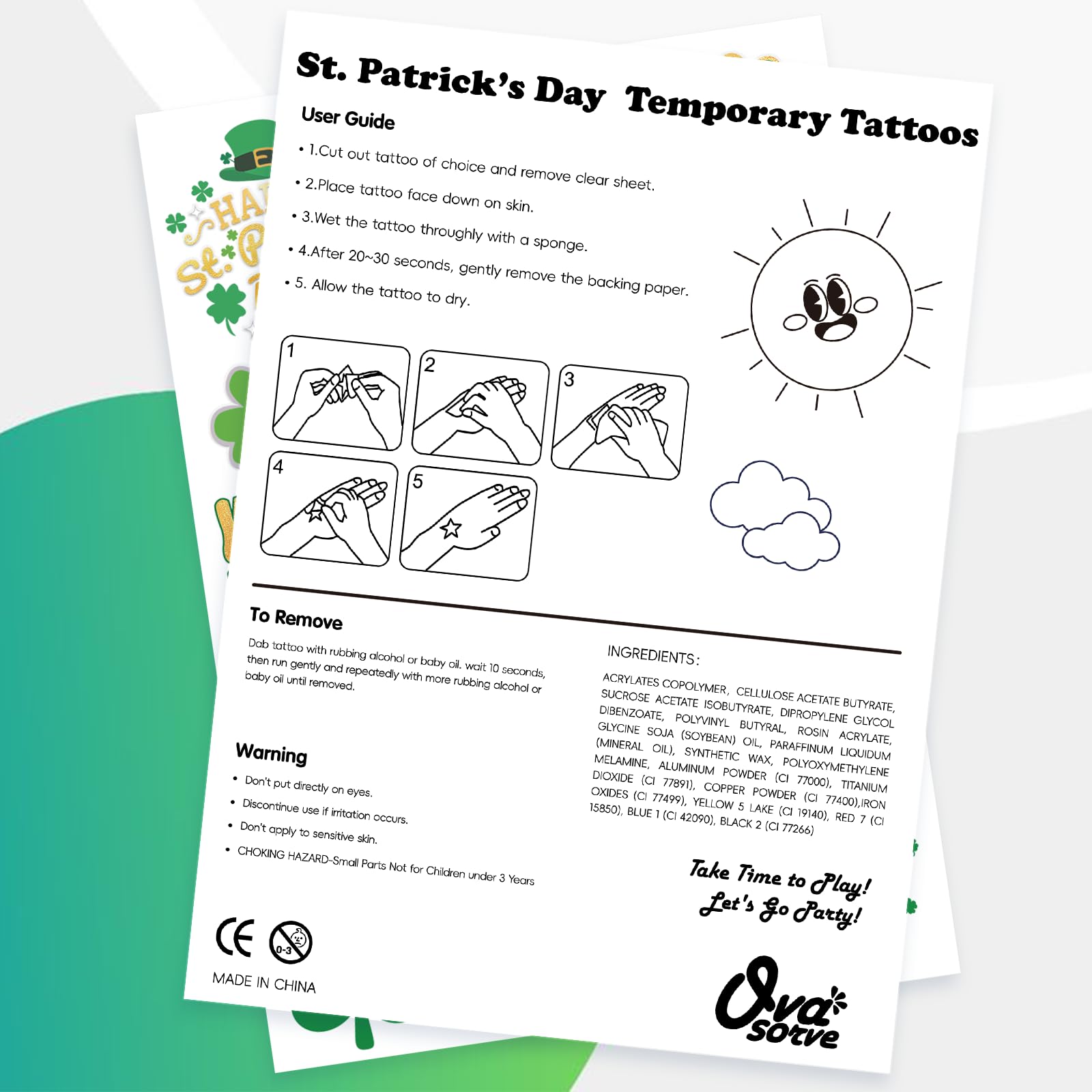 Ovasorve St Patrick's tattoos application guidance for quick use