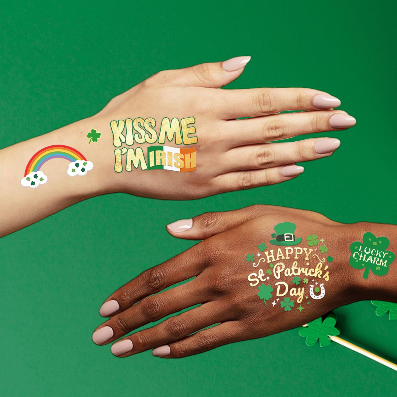 Ovasorve St Patrick's tattoos showing four-leaf clovers for luck