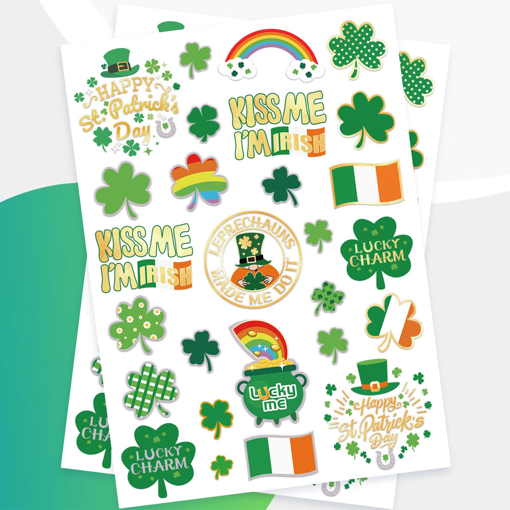 Ovasorve St Patrick's metallic gold and silver tattoos for shine