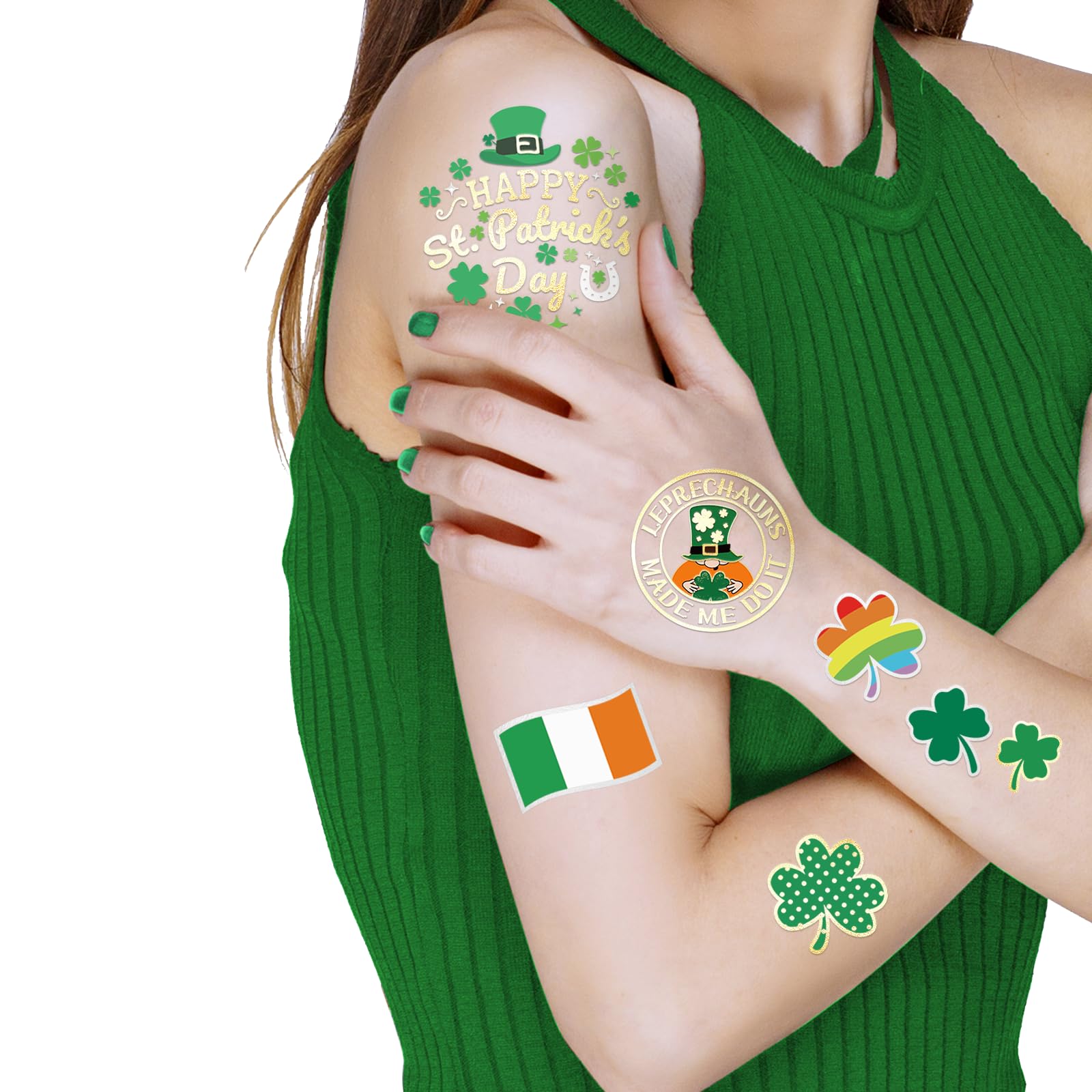Ovasorve St Patrick's tattoos with rainbow pattern accents
