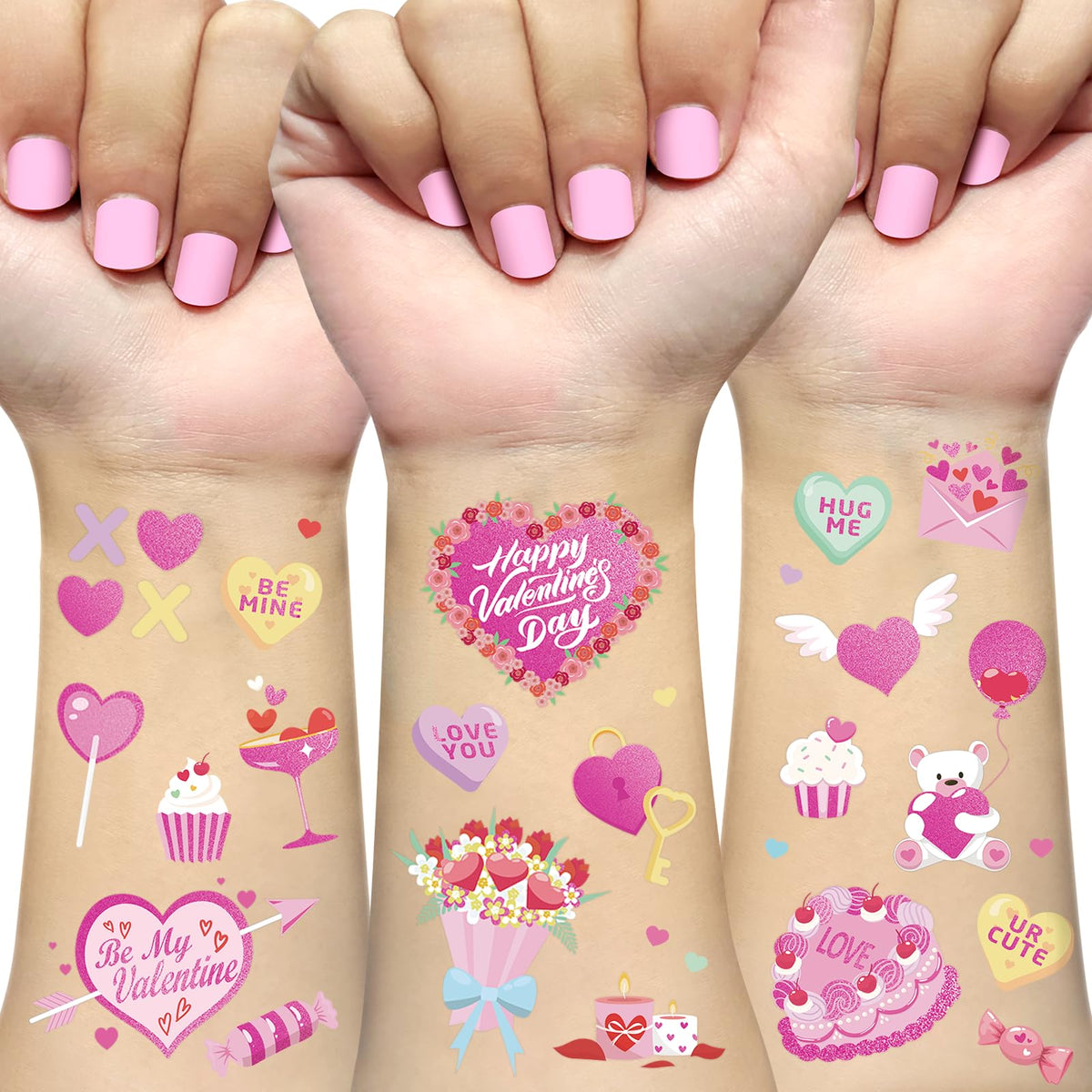 Tatuajes temporales Ovasorve, corazones dulces, ideales para fiestas.