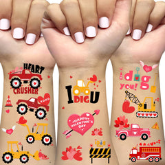 Tatuajes Ovasorve para San Valentín, corazones rosados, ideal para fiestas.