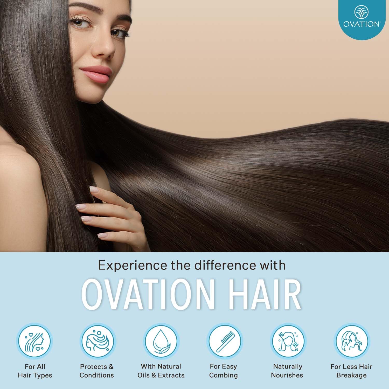 Dispenser Ovation Hair Volume: aplicación precisa y enjuague rápido.
