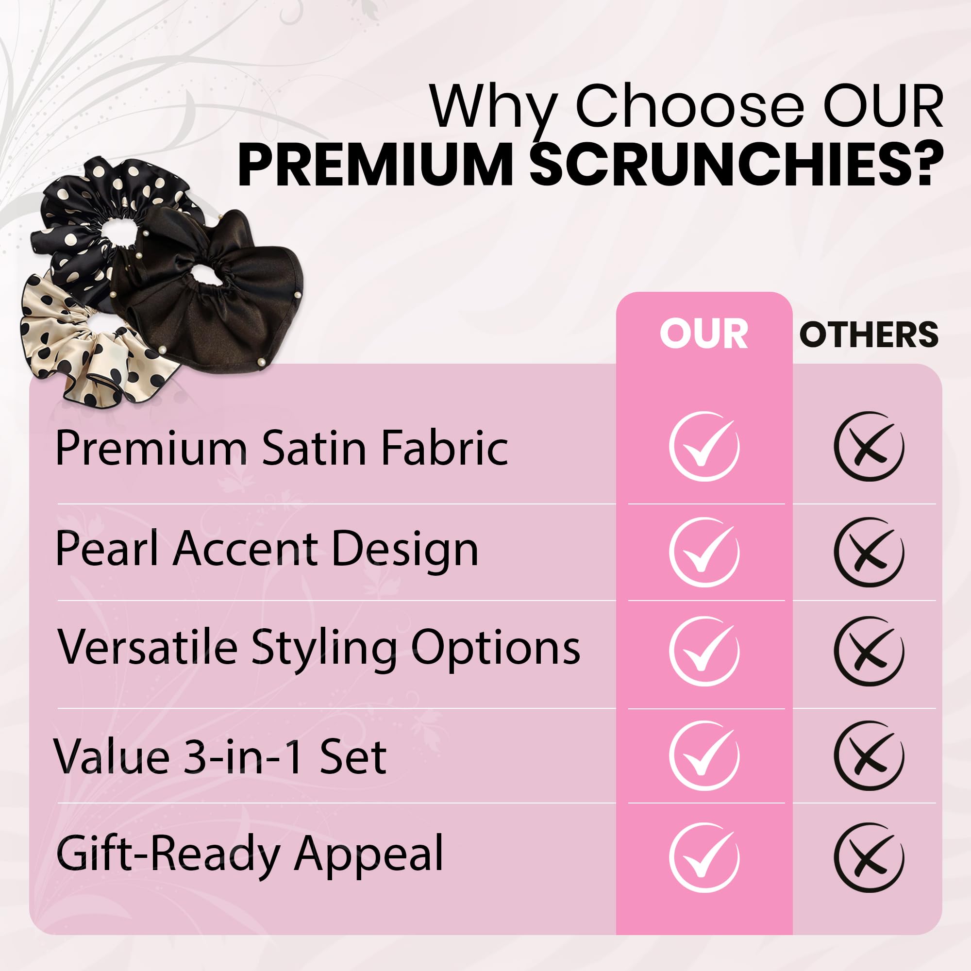 Voluminous buns or sleek ponytails with oversized satin scrunchies.