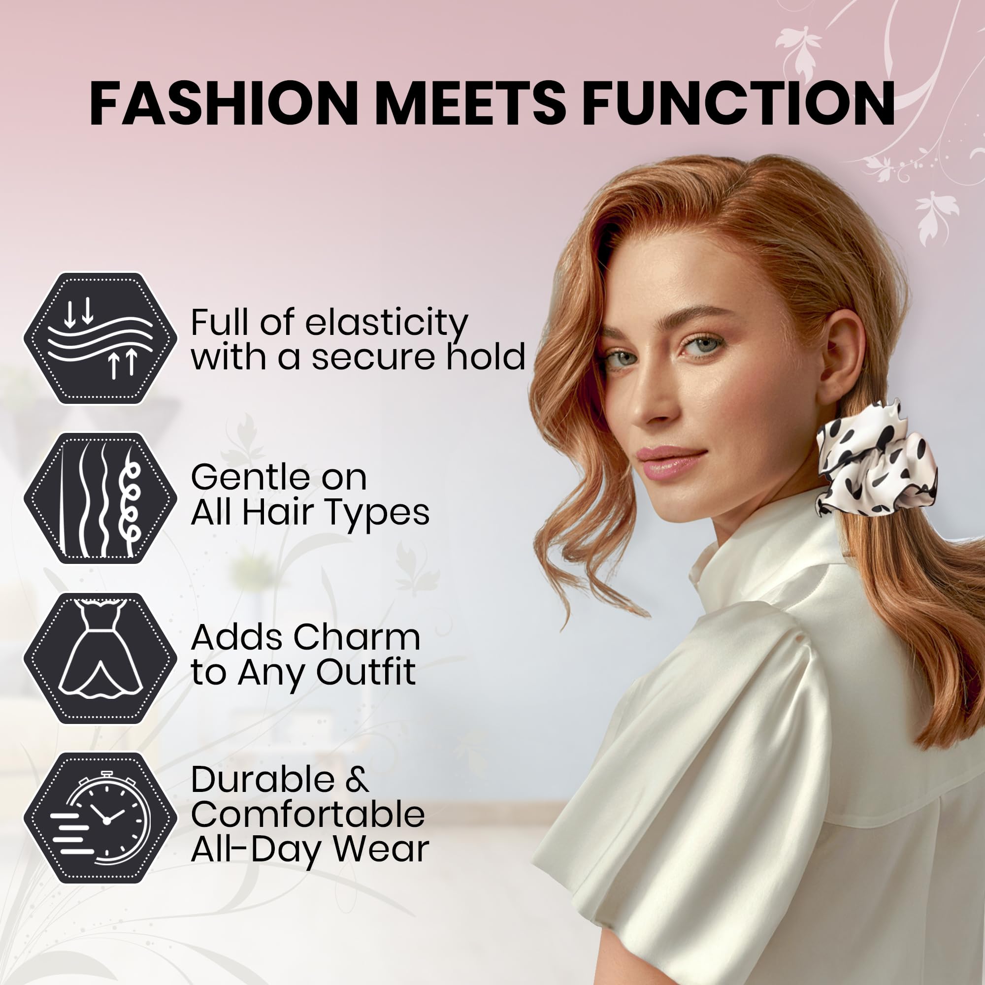 Oversized satin scrunchies work as a chic wrist accessory.