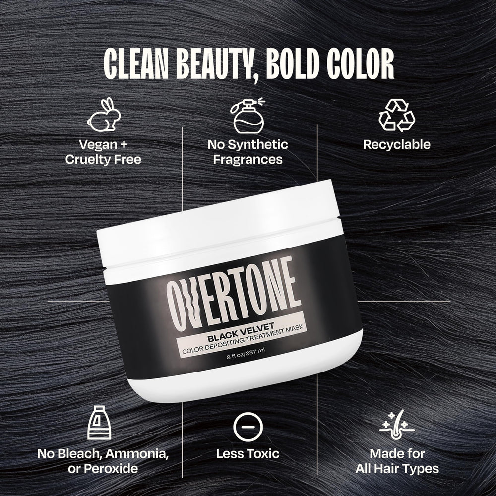 Overtone all hair types graphic denotes inclusive color care