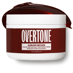 Overtone Auburn Brown bottle pour — easy at-home color deposit.