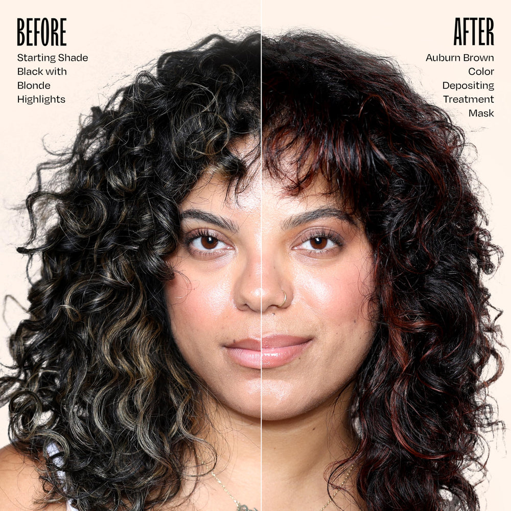 Overtone Auburn Brown rinse-off moment — color remains weeks.
