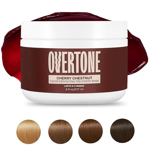 Overtone Cherry Chestnut color swatches show rich pigment on hair