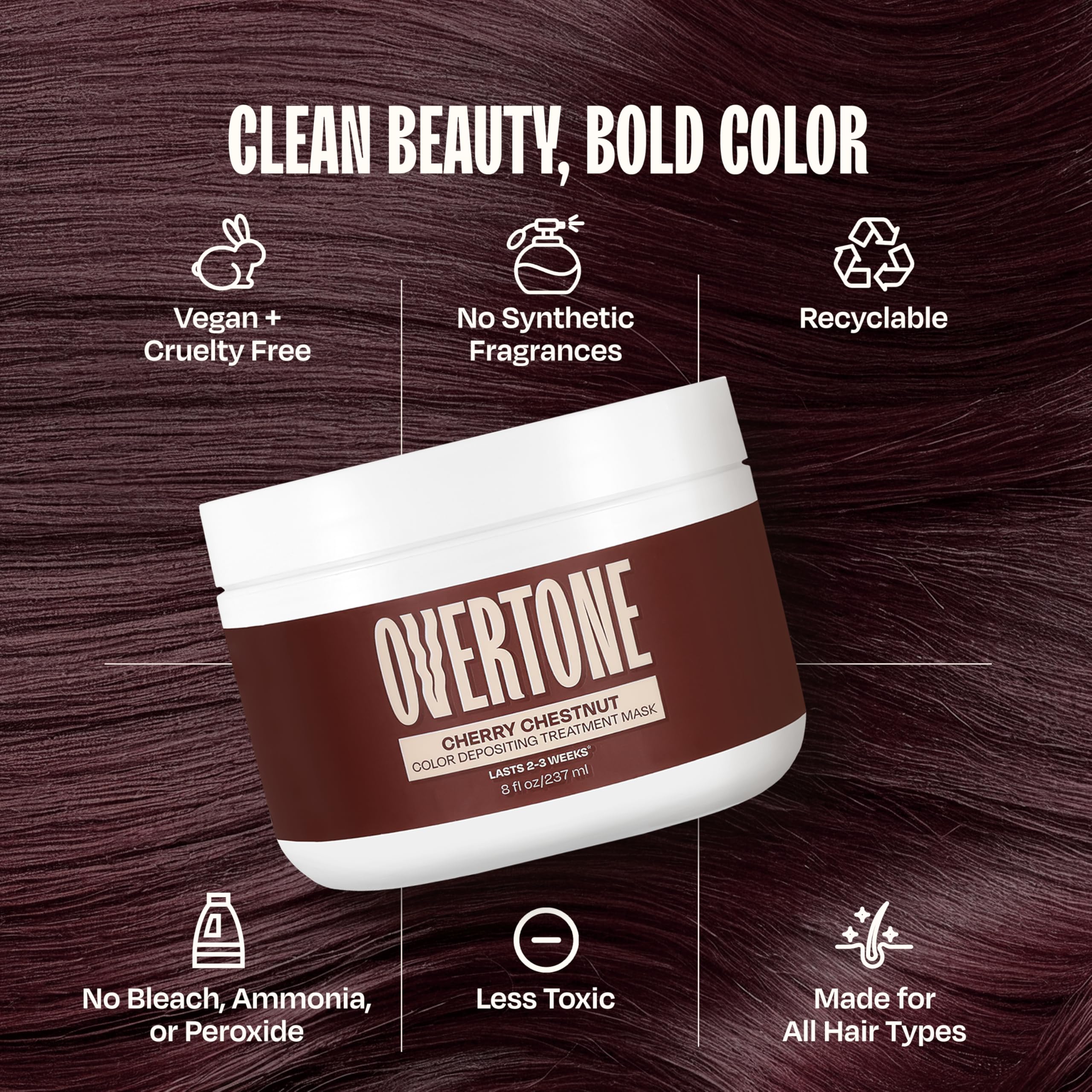 Overtone Cherry Chestnut fade-resistant pigment with conditioning oils