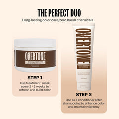 Overtone Chocolate Brown hair swatch demonstrating shade payoff on light or dyed hair.