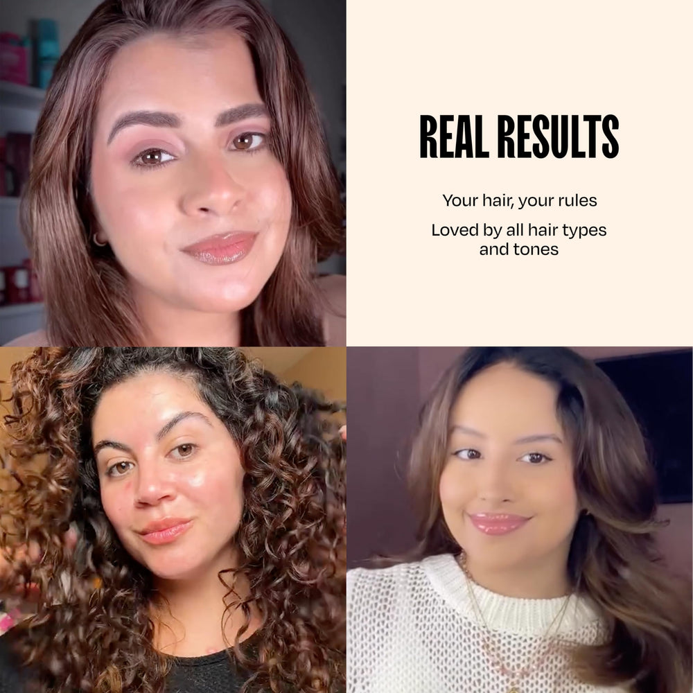 Overtone Chocolate Brown hair texture showcase with even color on natural hair.