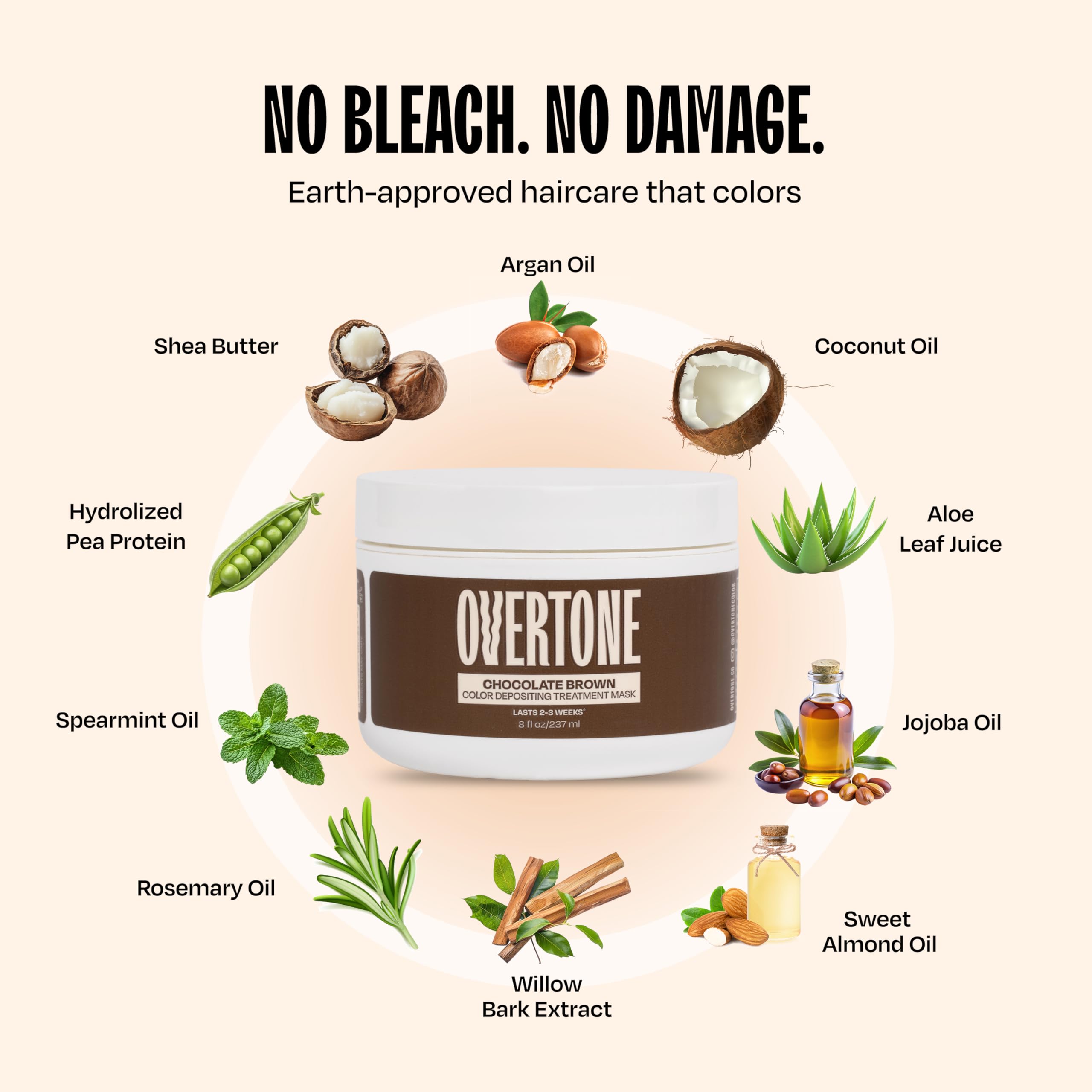 Overtone Chocolate Brown wet hair gloss reveals rich shine and color depth.