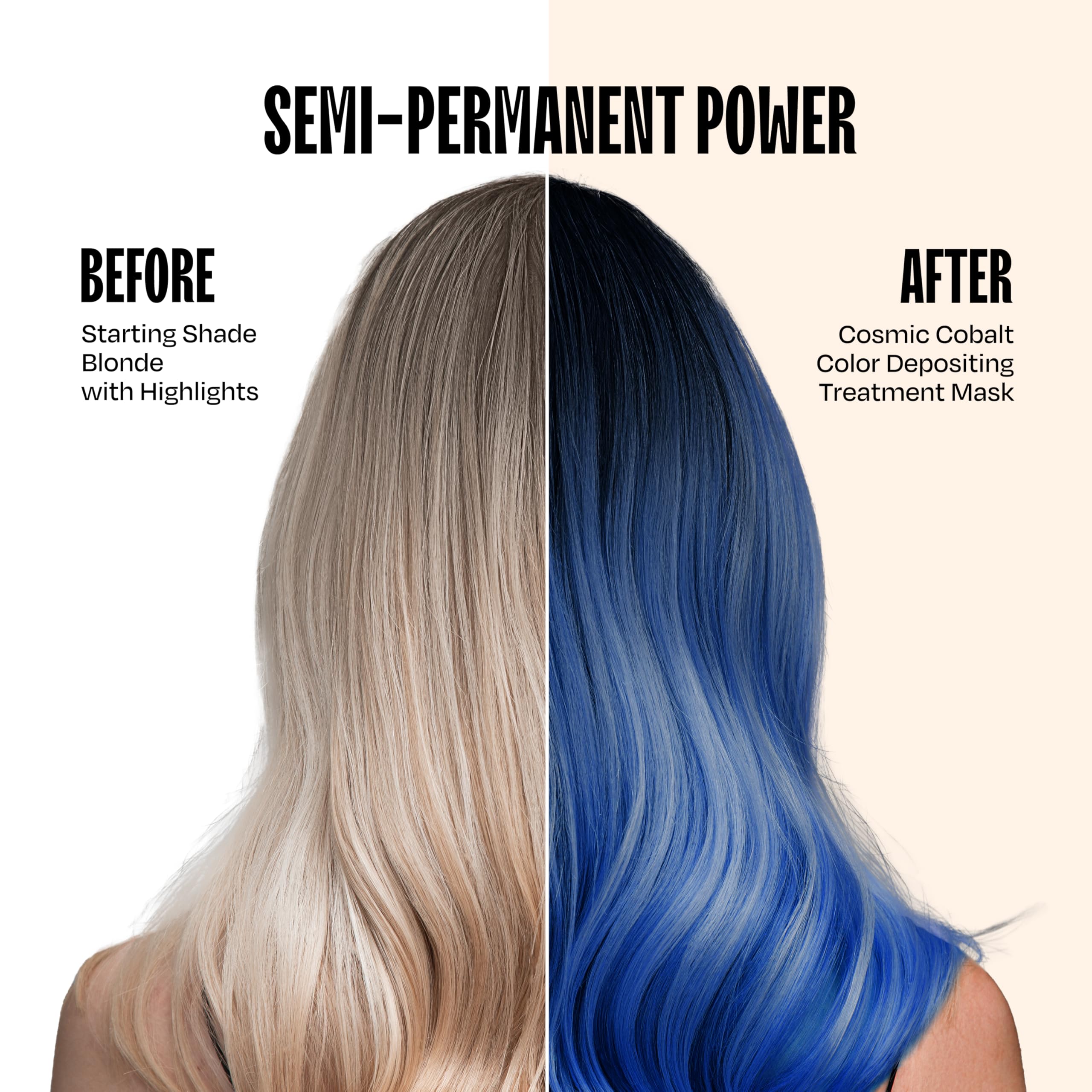 Overtone Cosmic Cobalt mask texture shows creamy, hydrating color treatment.