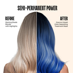 Overtone Cosmic Cobalt mask texture shows creamy, hydrating color treatment.
