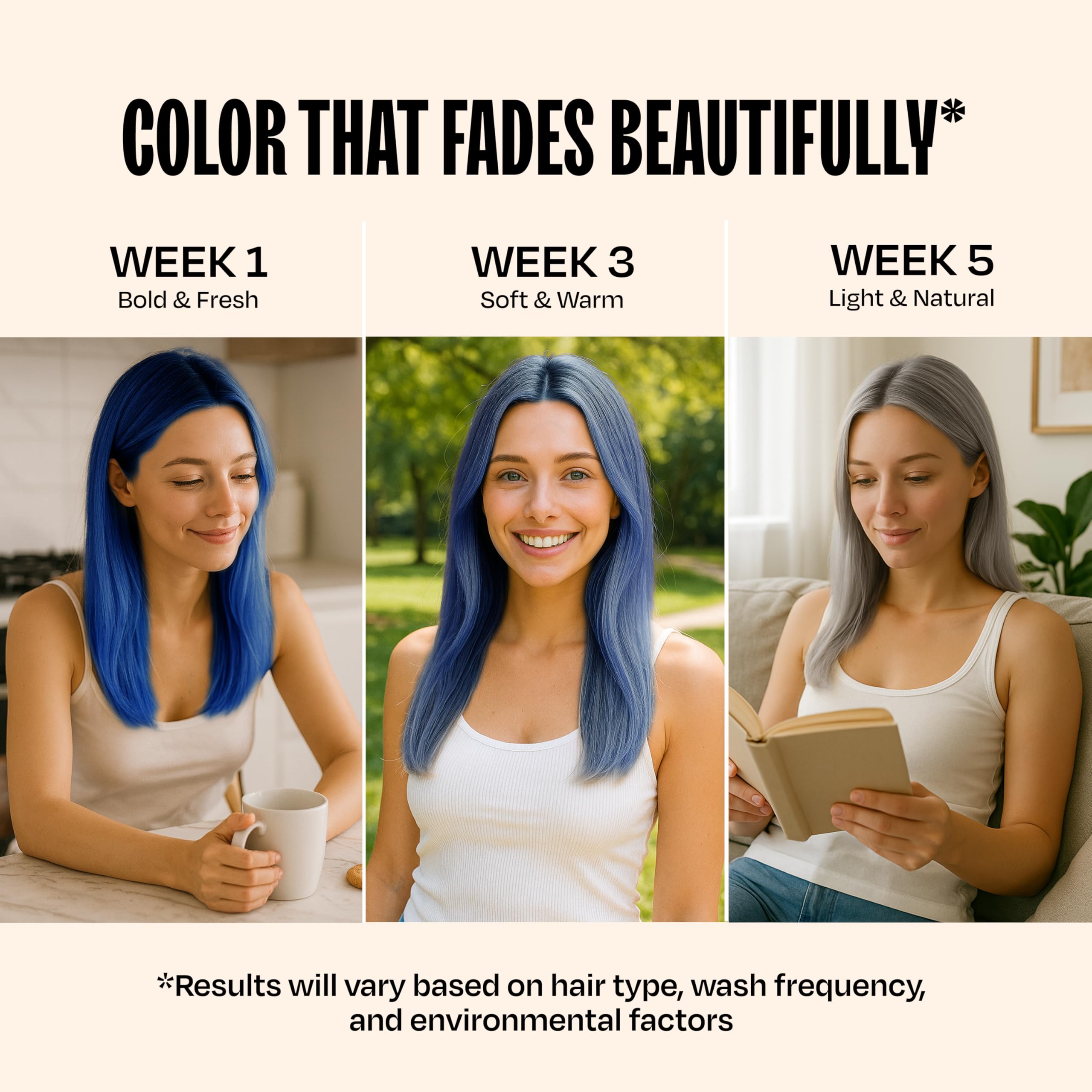 Overtone Cosmic Cobalt pastel vs vibrant shade guidance for different base colors.
