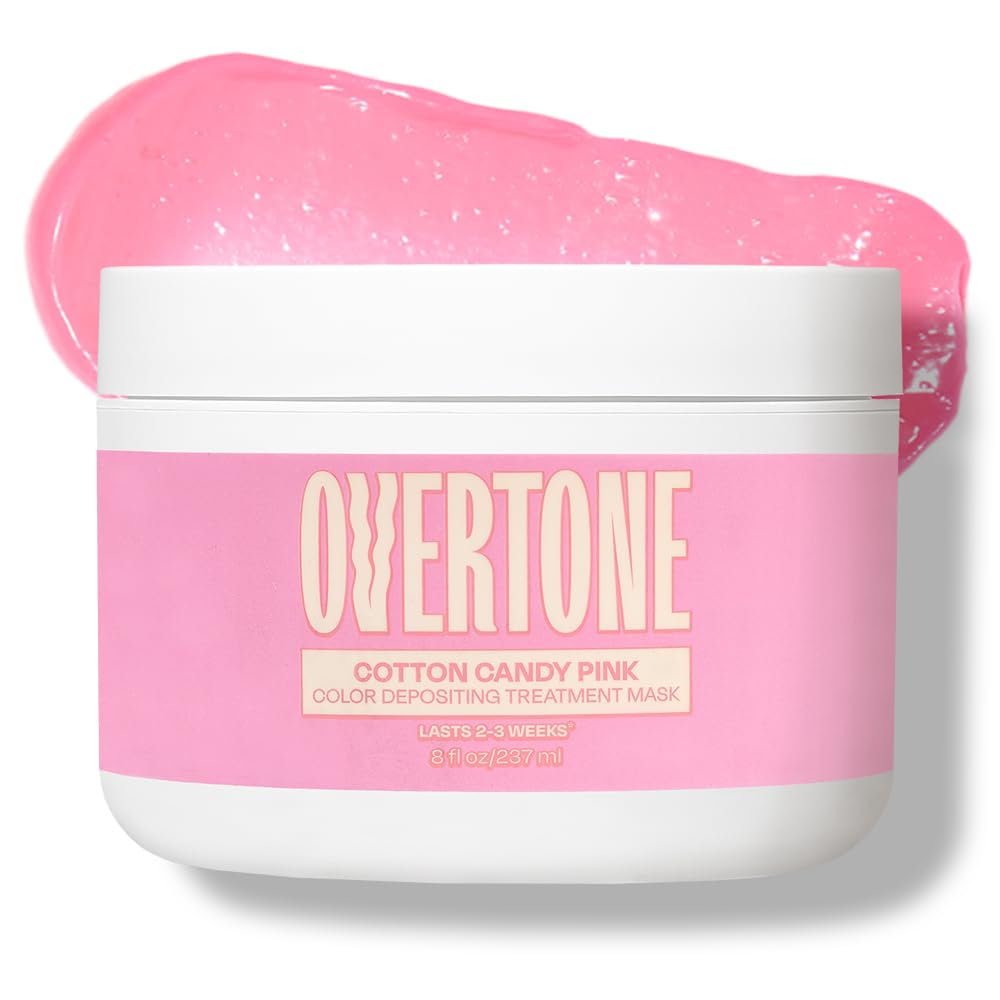Overtone cotton candy pink bottle with vibrant pigment and moisture.