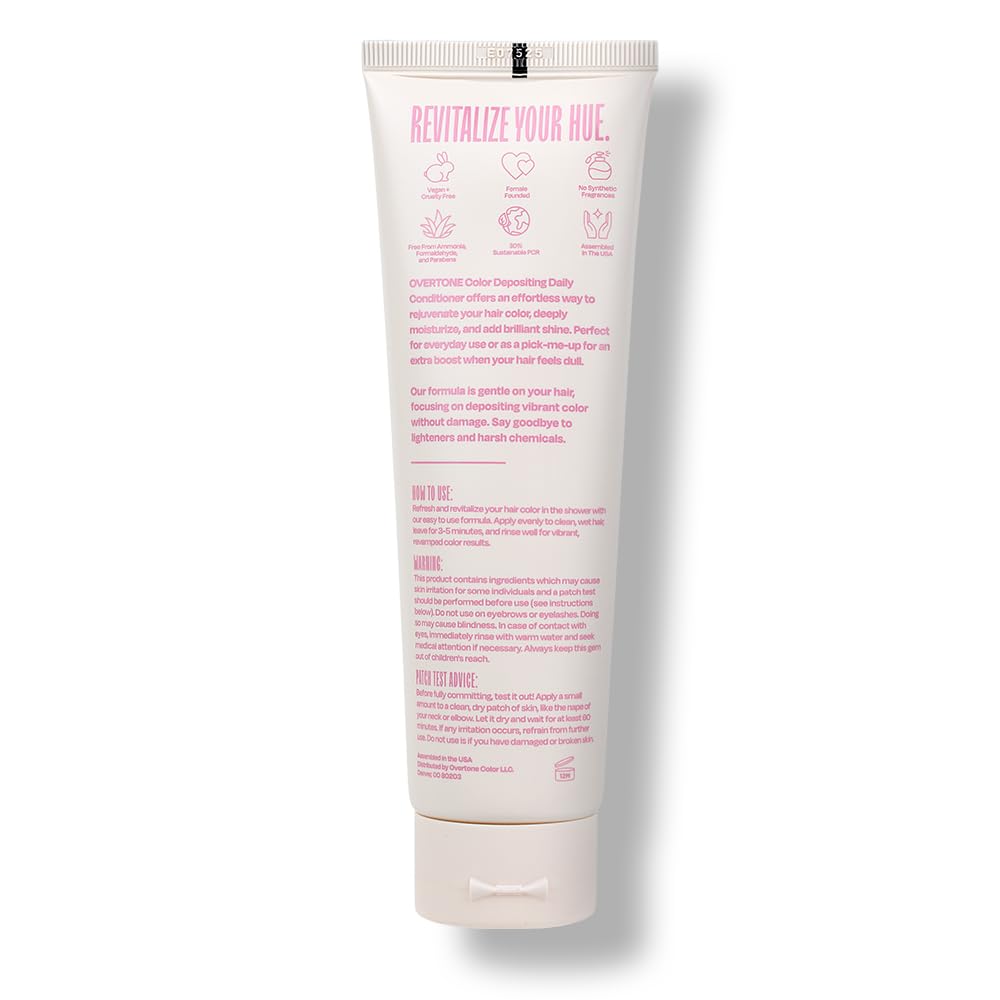 Overtone cotton candy pink conditioner application showing quick color refresh in shower
