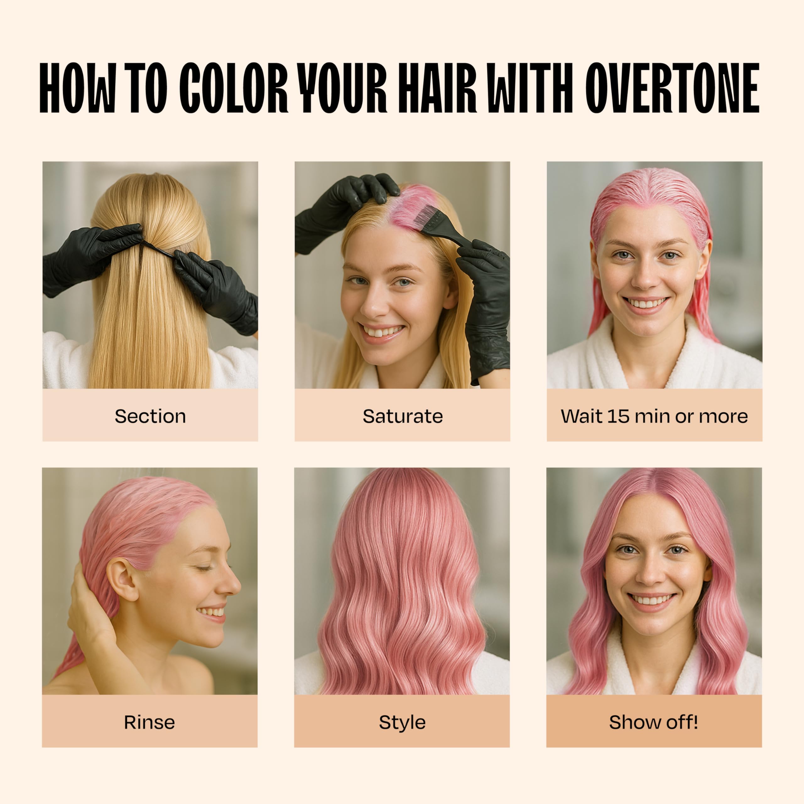 Overtone light hair swatch shows pastel pink shade.