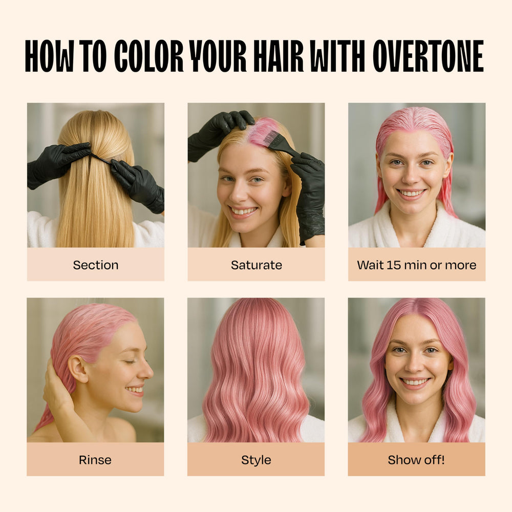 Overtone light hair swatch shows pastel pink shade.