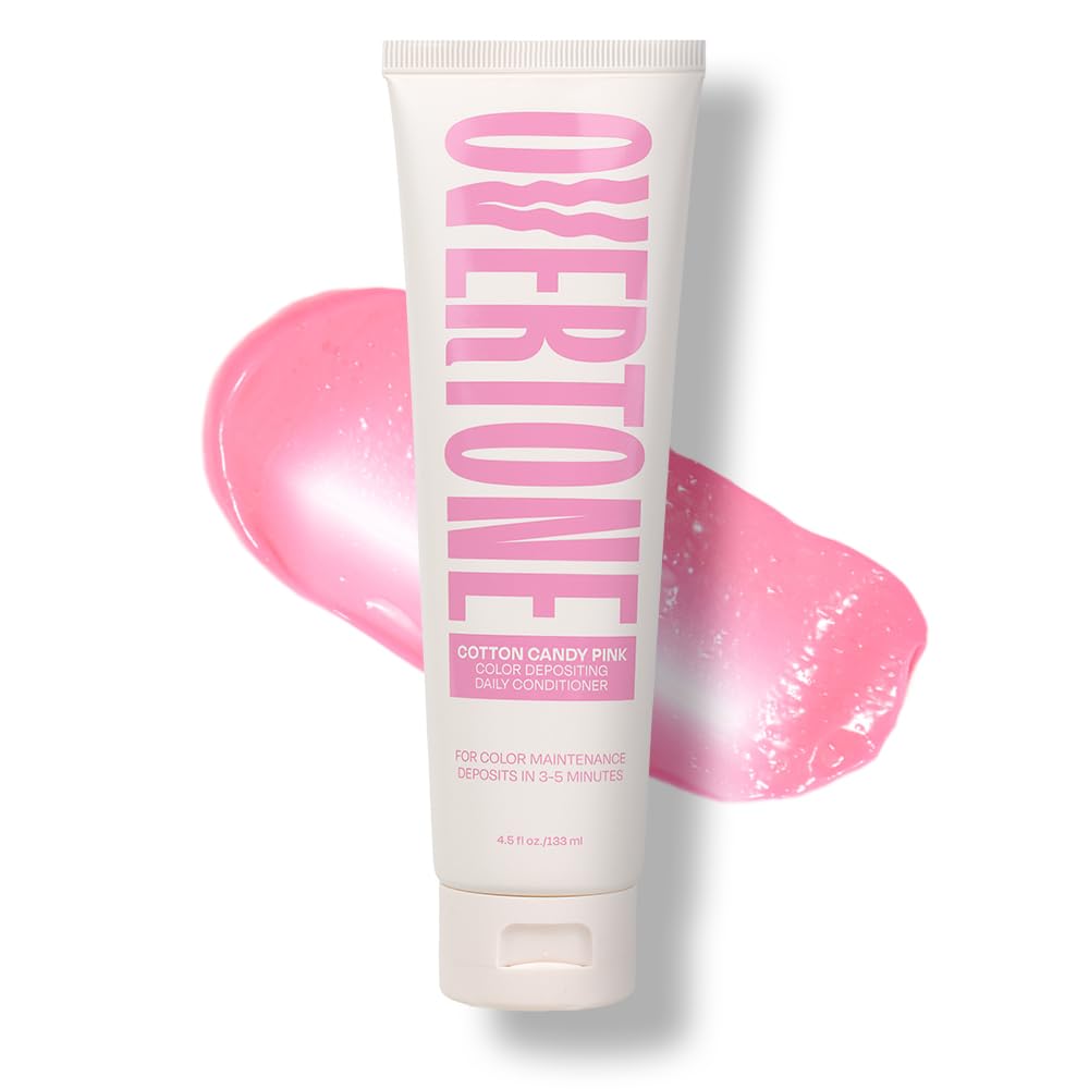 Overtone daily color depositing conditioner pink bottle for vibrant color refresh between washes