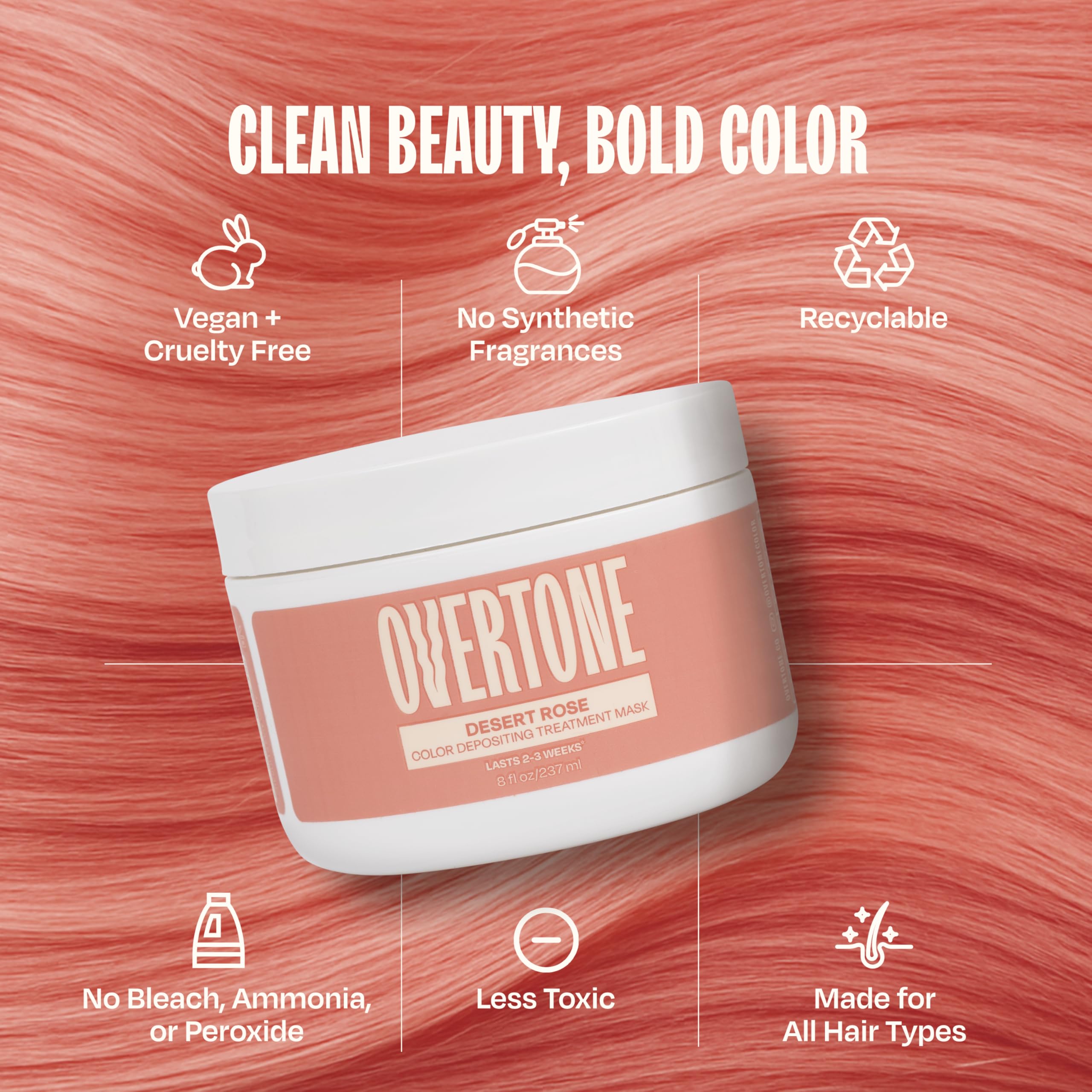Overtone Desert Rose coconut avocado oils moisturize hair while color deposits