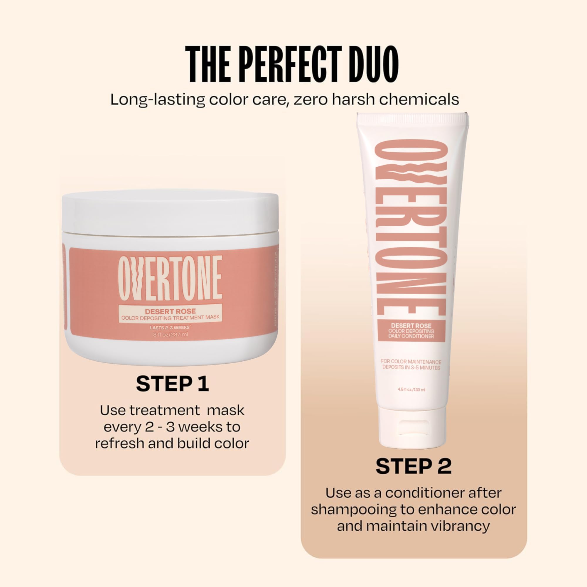 Overtone Desert Rose hair masque closeup highlights rich pigment and conditioning