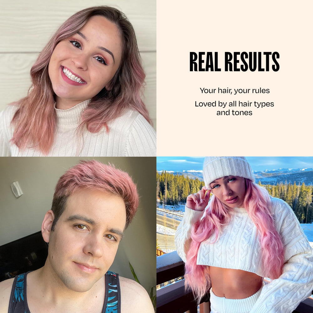 Overtone Desert Rose hair types image shows all textures united